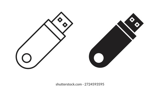 USB pendrive icon with line and silhouette versions.