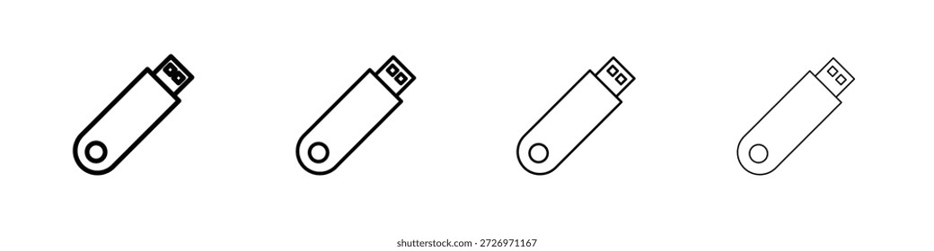 Ícone pendrive USB no estilo moderno de linha de traçado. Vetor 10 eps