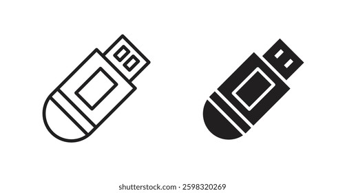 USB pendrive icon outlined icon vector collection.