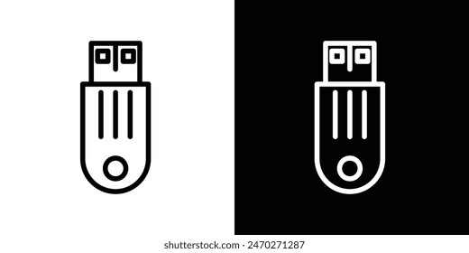 USB pendrive icon set. Data transfer USB drive vector icon in portable storage device.