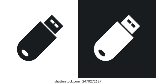 USB pendrive icon set. Data transfer computer USB drive vector icon in portable storage device icon.