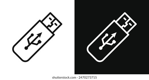 USB pendrive icon set. Data transfer computer USB drive vector icon in portable storage pendrive device sign.