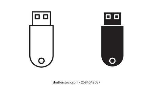 USB pendrive icon set in thin line. vector illustrations for web