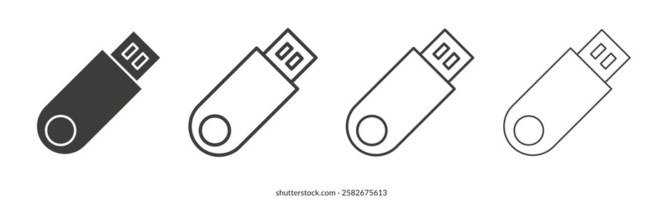 USB pendrive icons set vectors graphic designs