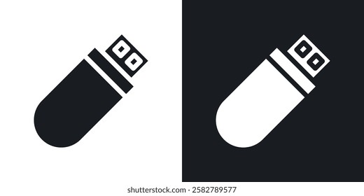 USB pendrive icons set vectors black and colored style