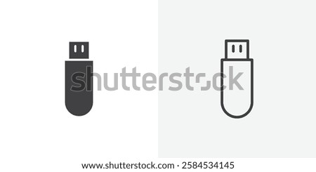 USB pendrive icons vectors illustrations in black fill and liner versions