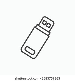 USB pendrive vector icon isolated in black line