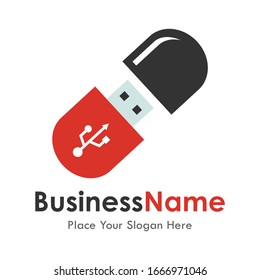 USB pill vector logo template. Suitable for business, web, healthy, pharmacy and design