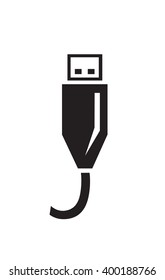 USB player minimalist style icon. Black sign on white background