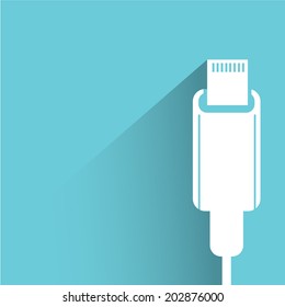 usb plug, blue shadow and flat theme