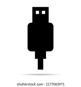 USB plug cable icon technology with shadow, connect device sign, electronic portable symbol ,vector illustration media .