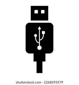 Tecnología de icono de cable de conexión USB, señal de dispositivo de conexión, símbolo electrónico portátil, medio de ilustración vectorial.