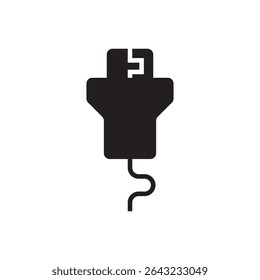 USB plug cover icon. Stylized USB connector symbol for tech, data transfer, and hardware design.