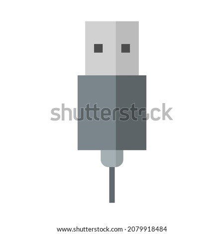 usb plug flat clipart vector illustration