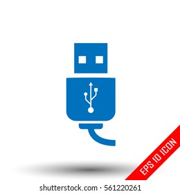 Usb plug icon. Usb plug sign. Simple flat logo of usb plug on white background. Vector illustration.