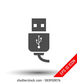 Usb plug icon. Usb plug sign. Simple flat logo of usb plug on white background. Vector illustration.
