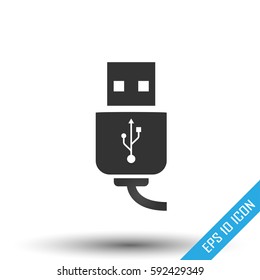 Usb plug icon. Usb plug sign. Simple flat logo of usb plug on white background. Vector illustration.