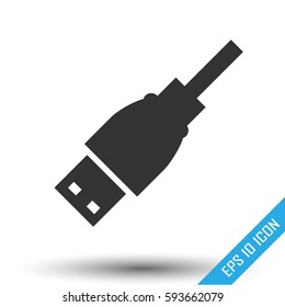 Usb plug icon. Usb plug sign. Simple flat logo of usb plug on white background. Vector illustration.