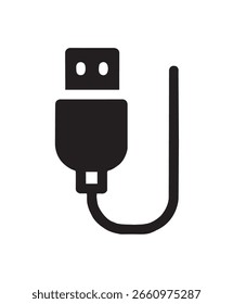  Ilustración vectorial de silueta de icono de enchufe USB
