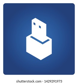 usb plug icon solid isometric design on blue background