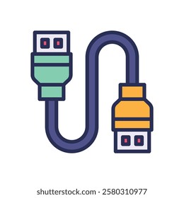 usb plug icon. vector filled color icon for your website, mobile, presentation, and logo design.