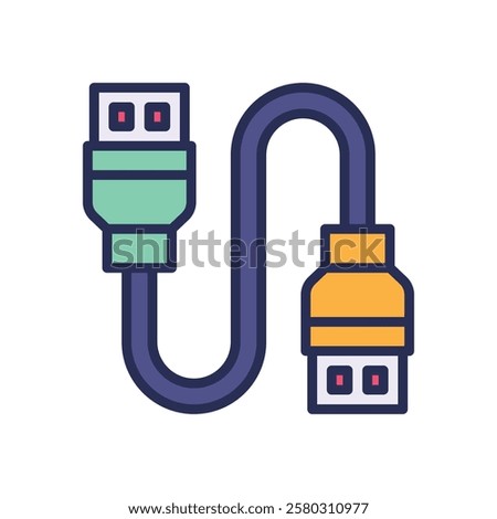 usb plug icon. vector filled color icon for your website, mobile, presentation, and logo design.