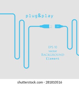 USB Plug And Play Abstract Vector Background Illustration Gray Cyan