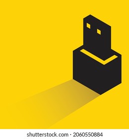 usb plug with shadow on yellow background