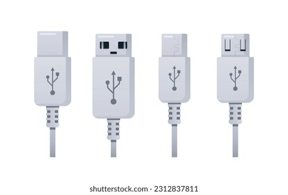 Tipos De Enchufe Usb Variados Incluyendo Tipo-a, Tipo-b, Tipo-c, Macro, Micro Usb, Utilizados Para Conectar Smartphones O Equipos De Computadoras