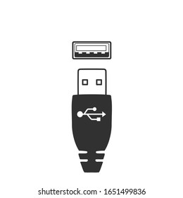 USB port and connector, male female connection. Stock Vector illustration isolated on white background.