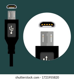 
USB port design, and Micro USB design with flat style. vector illustration. VECTOR ICON USB.