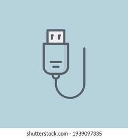 USB-Port-Flachicon einzeln auf weißem Hintergrund
