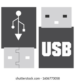USB Port head vector double side which can edit easily 