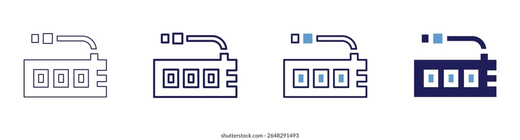 Usb port icon in 4 different styles. Thin Line, Line, Bold Line, Duotone. Duotone style. Editable stroke.