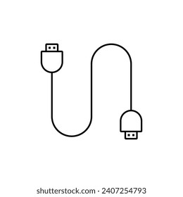 USB Port Icon. Connection, Device Symbol. USB Cable. Connectors, Socket. Plug, Transfer Data Computer. 