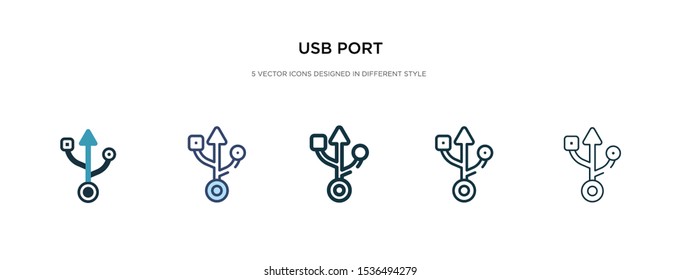 usb port icon in different style vector illustration. two colored and black usb port vector icons designed in filled, outline, line and stroke style can be used for web, mobile, ui