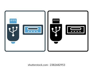 usb port icon. icon related to device, computer technology. solid icon style. simple vector design editable