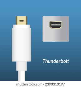 USB-Port-Symbol mit Thunderbolzen-Text. Anschlüsse. Socket zum Übertragen von Datencomputern. Vektorgrafik EPS10.