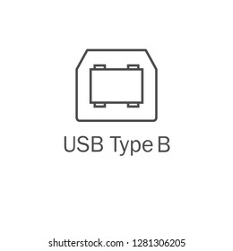 Usb port icon. Usb type B. Vector illustration, flat design.