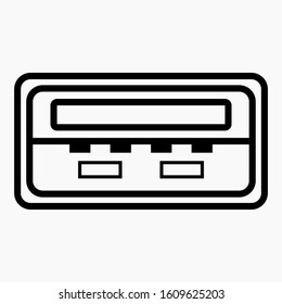 USB port. Illustration of usb connection. The device uses usb. Jumper or output usb. Vector icon. 