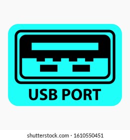 USB port. Illustration of usb connection. The device uses usb. Jumper or output usb. Vector icon. 