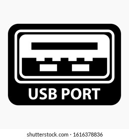 USB port. Illustration of usb connection. The device uses usb. Jumper or output usb. Vector icon. 