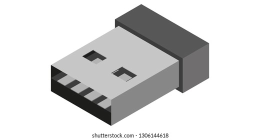 Usb port. Isometric vector illustration isolated on white background. Template modern design.