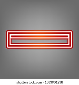 Usb port sign. Flat red icon with linear white icon with gray shadow at grayish background. Illustration.