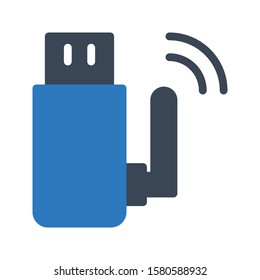 USB port vector glyph color line icon 