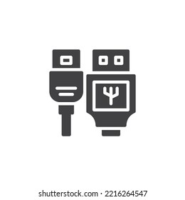 USB-Port-Vektorsymbol. volles Flachzeichen für mobiles Konzept und Webdesign. USB-Kabel-Symbol Symbol, Logo-Abbildung. Vektorgrafik