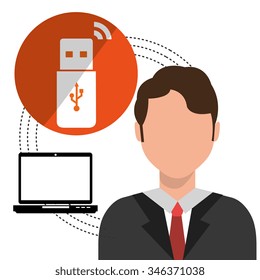 USB portable memory or cable graphic design, vector illustration 