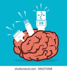 USB portable memory or cable graphic design, vector illustration 