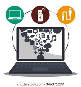 USB portable memory or cable graphic design, vector illustration 