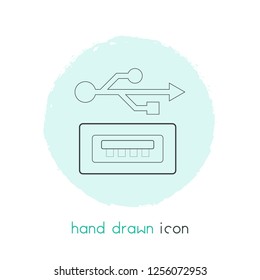 Usb ports icon line element. Vector illustration of usb ports icon line isolated on clean background for your web mobile app logo design.